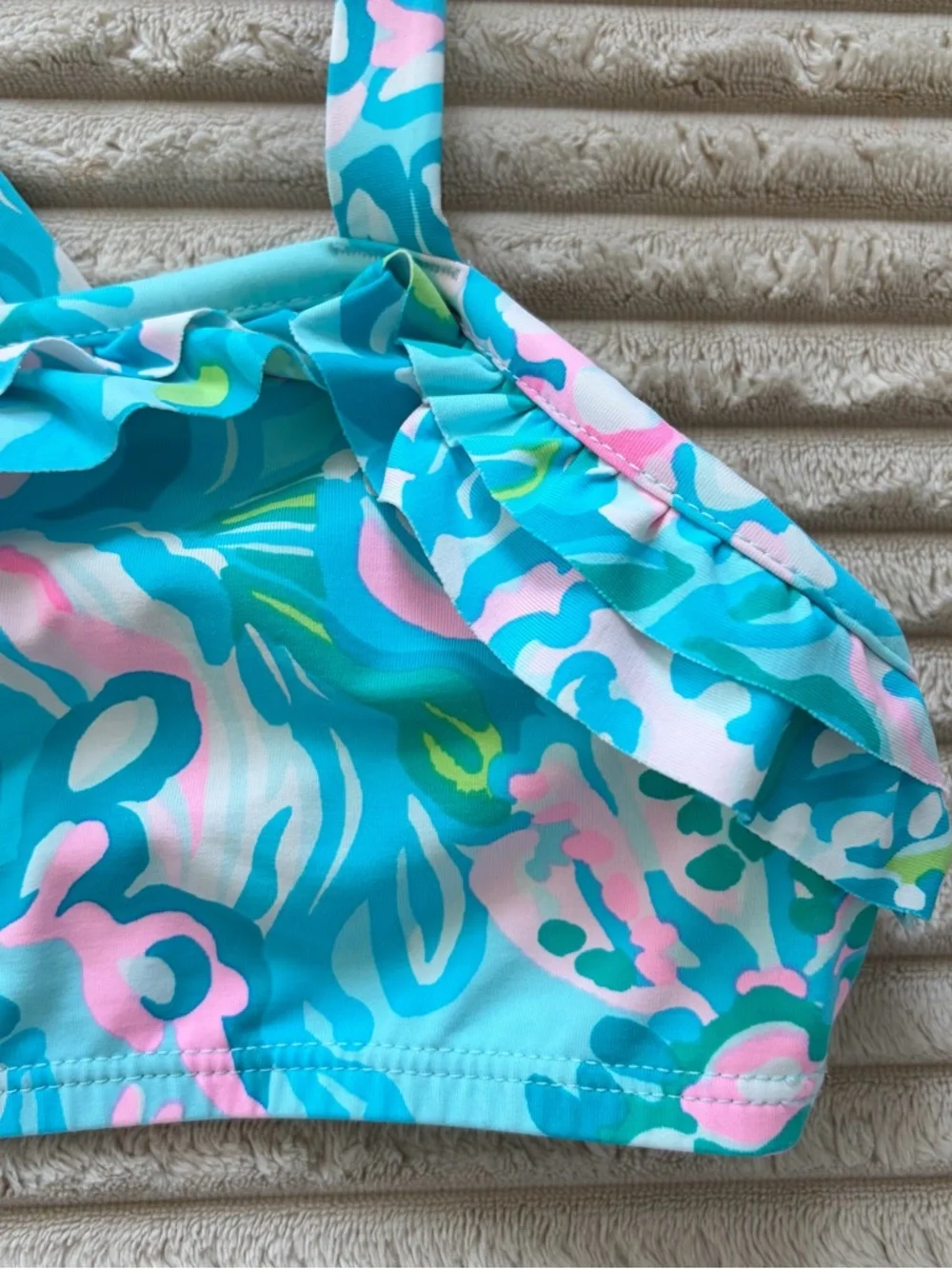 Lilly Pulitzer Girls Aqua, Pink & Green Floral Swim Bikini